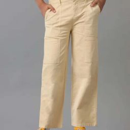Under Fourteen Only Kids Beige Cotton Wide Fit Full Sleeves Trouser-image-88