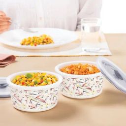 Larah by Borosil Multicolor Opalware Storage Bowl with Lid-7
