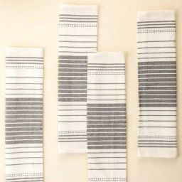 Freedom Tree Pinstripe Cotton Black & White Dinner Napkin - Set Of 4-26