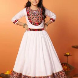 Fashion Dream Girls White Embroidered Choli and Lehenga-picture-28