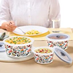 Larah by Borosil Multicolor Opalware Storage Bowls with Lids - Set of 3-6