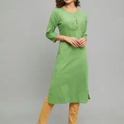 paislei Green A Line Kurta-37