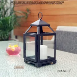 Hosley Clear Glass and Iron Classic Style Lantern Candle Holder with Pillar Candle-image-69