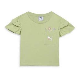 Puma Girls Pistachio Green Flower Farm Regular Fit T-Shirt-image-13