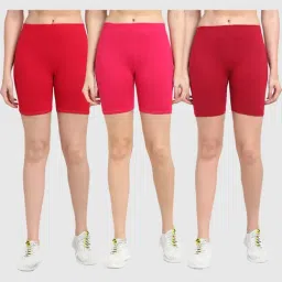 Gracit Red & Pink Cotton Sports Shorts - Pack Of 3-image-51