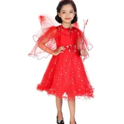 Ahhaaaa Kids Red Cotton Sequence Dress-picture-8