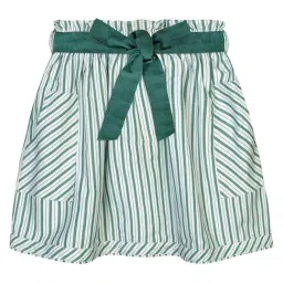 Budding Bees Kids Green & White Striped Skirt with Ribbon Belt-image-53