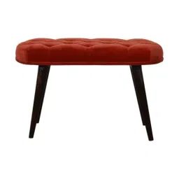 Artisan Furniture Brown Cotton Velvet Deep Button Bench Brown Finish-image-93