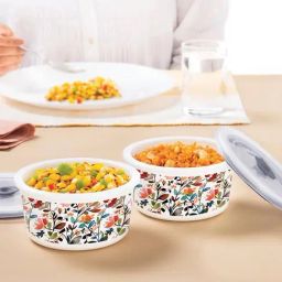 Larah by Borosil Multicolor Opalware Storage Bowls with Lids - Set of 2-image-6