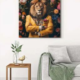 999Store Multicolor Canvas Golden Lion Portrait Wrapped Painting-18