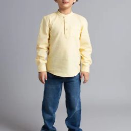 Ed-a-Mamma Boys Yellow Cotton Shirt-image-76