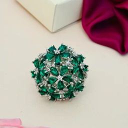 Abdesigns Silver Exquisite American Diamond Cocktail Rings-31