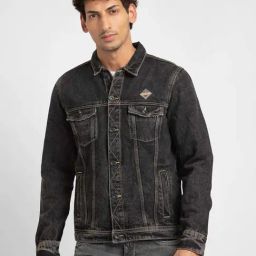 Spykar Black Slim Fit Denim Jacket-12
