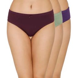 Amante Green & Purple Hipster Panties - Pack Of 3-image-1