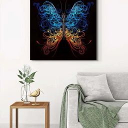 999Store Black & Blue Canvas Vibrant Butterfly Wrapped Painting-33