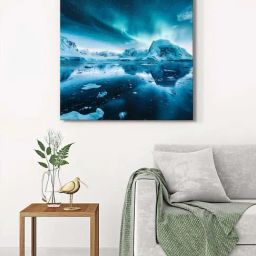 999Store Blue Canvas Northern Lights Reflected In Water Wrapped Painting-image-53