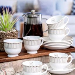 Sonaki White Bone china Cup Saucer - Set of 6-image-2