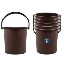 Kuber Industries Magnite Brown 6 Pieces Striped Bucket 25L-1