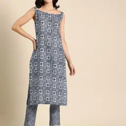 Anouk Ethnic Motifs Printed Pure Cotton Straight Kurta with Trousers-image-34