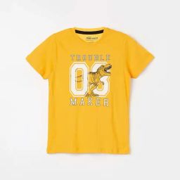 Fame Forever by Lifestyle Kids Mustard Cotton Printed Tee-picture-6