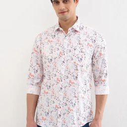 Allen Solly White Cotton Slim Fit Printed Shirt-image-30