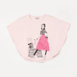 Fame Forever By Lifestyle Girls Light Pink Cotton Printed T-shirt-image-90