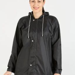 Style Quotient Black Polyester Solid Rain Jacket-image-24
