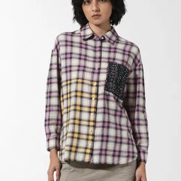 Only Multicolor Cotton Checks Shirt-image-11
