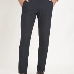 Turtle Navy Ultra Slim Fit Dobby Trousers-image-46