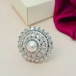 Abdesigns Silver Exquisite American Diamond Cocktail Rings-34