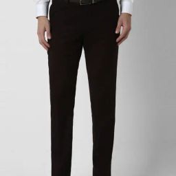 Peter England Brown Slim Fit Self Pattern Trousers-image-25