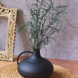 WEAVING HOMES Black Metal Handle Vase-image-8