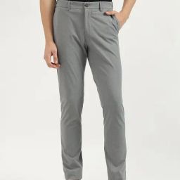 United Colors of Benetton Grey Polyester Viscose Blend Slim Trousers-0