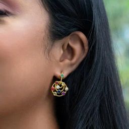 Shaya 92.5 Sterling Silver Being My Own Navratna Orbit Earrings for Women-image-8