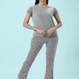Dreamz by Pantaloons Grey Cotton Printed Top Pyjamas Set-picture-49