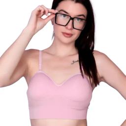 Spiaty Light Pink Elastane Solid Bralette-picture-30