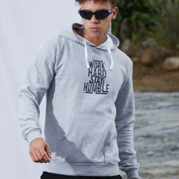 Campus Sutra Light Grey Cotton Regular Fit Printed Hooded Sweatshirt-image-20