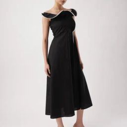 RAREISM Black Cotton Solid Sleeveless Dress-image-86