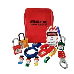 Asian Loto Small Lockout Tagout Kit With Scissor Cable Padlock Tags & Hasp, ALC-SKT 9-0