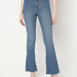 Vero Moda Blue Blended Flared Fit High Rise Jeans-image-33