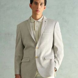 Arrow Beige Slim Fit Self Pattern Blazer-image-5