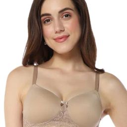 Amante Beige Lace Work T-Shirt Bra-image-41