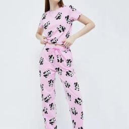 Ginger by Lifestyle Lilac Cotton Printed T-Shirt Pyjamas Set-picture-44