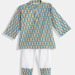 READIPRINT FASHIONS Kids Light Blue & White Printed Full Sleeves Kurta with Pyjamas-image-92
