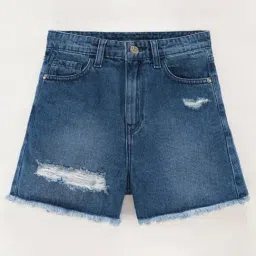 Edheads Kids Blue Cotton Distressed Shorts-picture-14