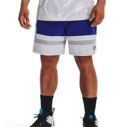 Under Armour Blue Loose Fit Colour Block Sports Shorts-image-97