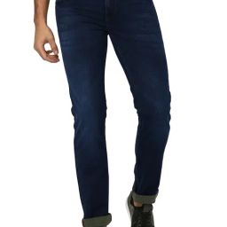 Mufti Dark Blue Super Slim Fit Lightly Washed Jeans-picture-17