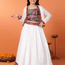Fashion Dream Girls White Printed Choli and Lehenga with Crepe-picture-28