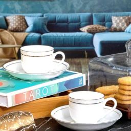 Sonaki White Bone china Tea & Coffee Cup Saucer - Set of 12-17