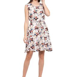 PATRORNA Cream Floral Print Night Dress-image-104
